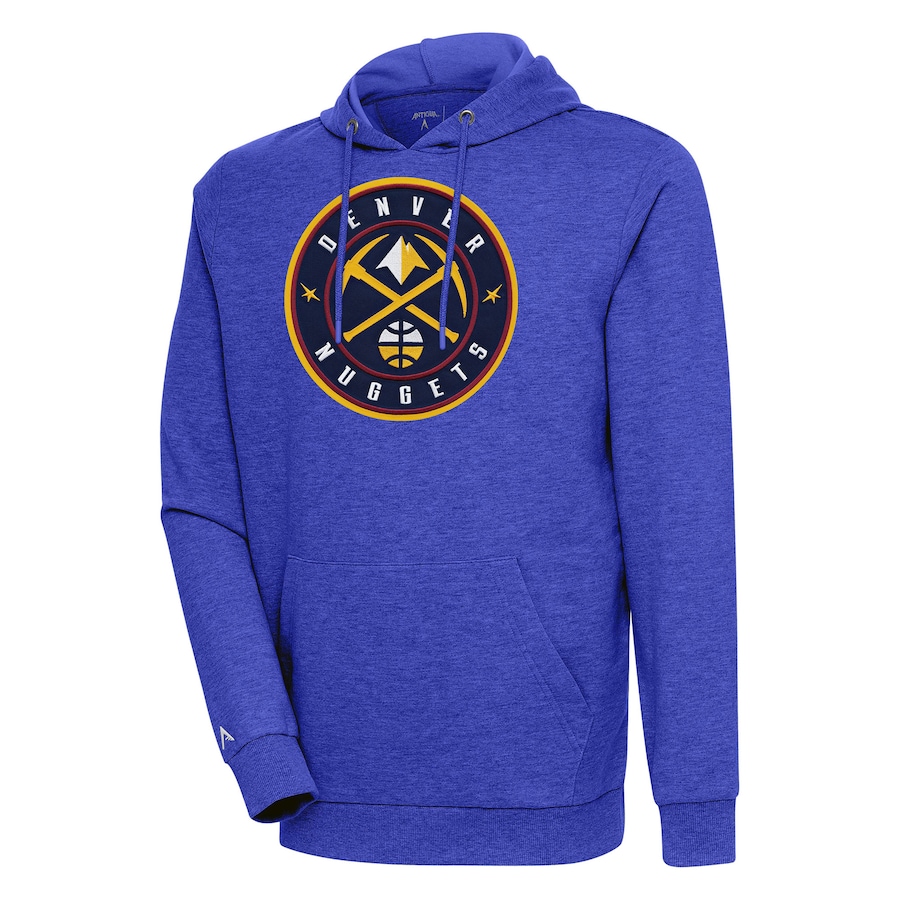 Men's Denver Nuggets Antigua Heather Blue Action Pullover Hoodie Men's Denver Nuggets Antigua Heather Blue Action Pullover Hoodie