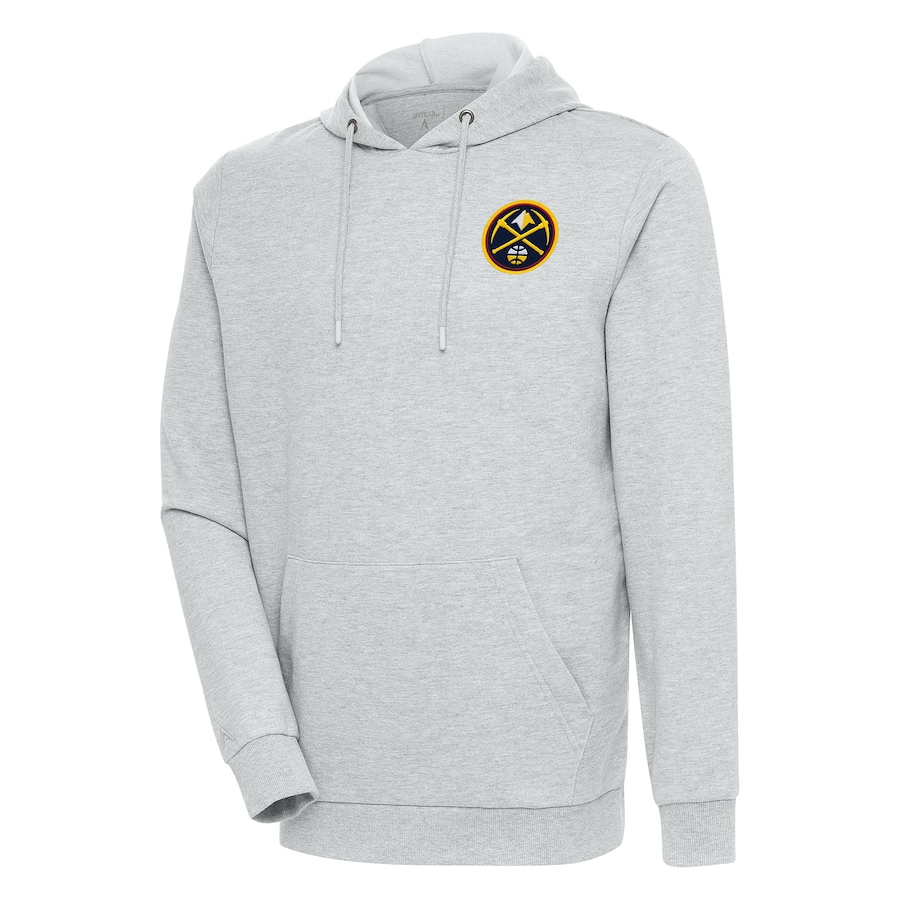 Men's Denver Nuggets Antigua Heather Gray Action Pullover Hoodie Men's Denver Nuggets Antigua Heather Gray Action Pullover Hoodie