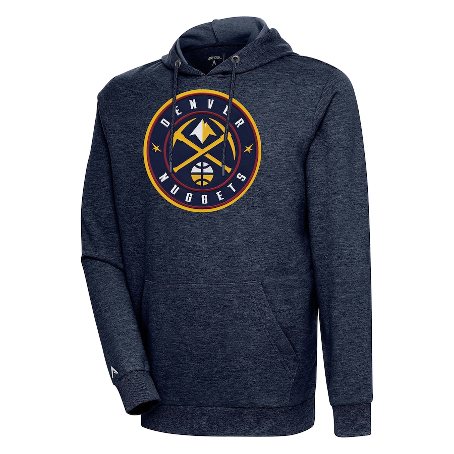 Men's Denver Nuggets Antigua Heather Navy Action Pullover Hoodie Men's Denver Nuggets Antigua Heather Navy Action Pullover Hoodie