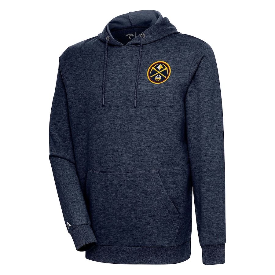 Men's Denver Nuggets Antigua Heather Navy Action Pullover Hoodie Men's Denver Nuggets Antigua Heather Navy Action Pullover Hoodie