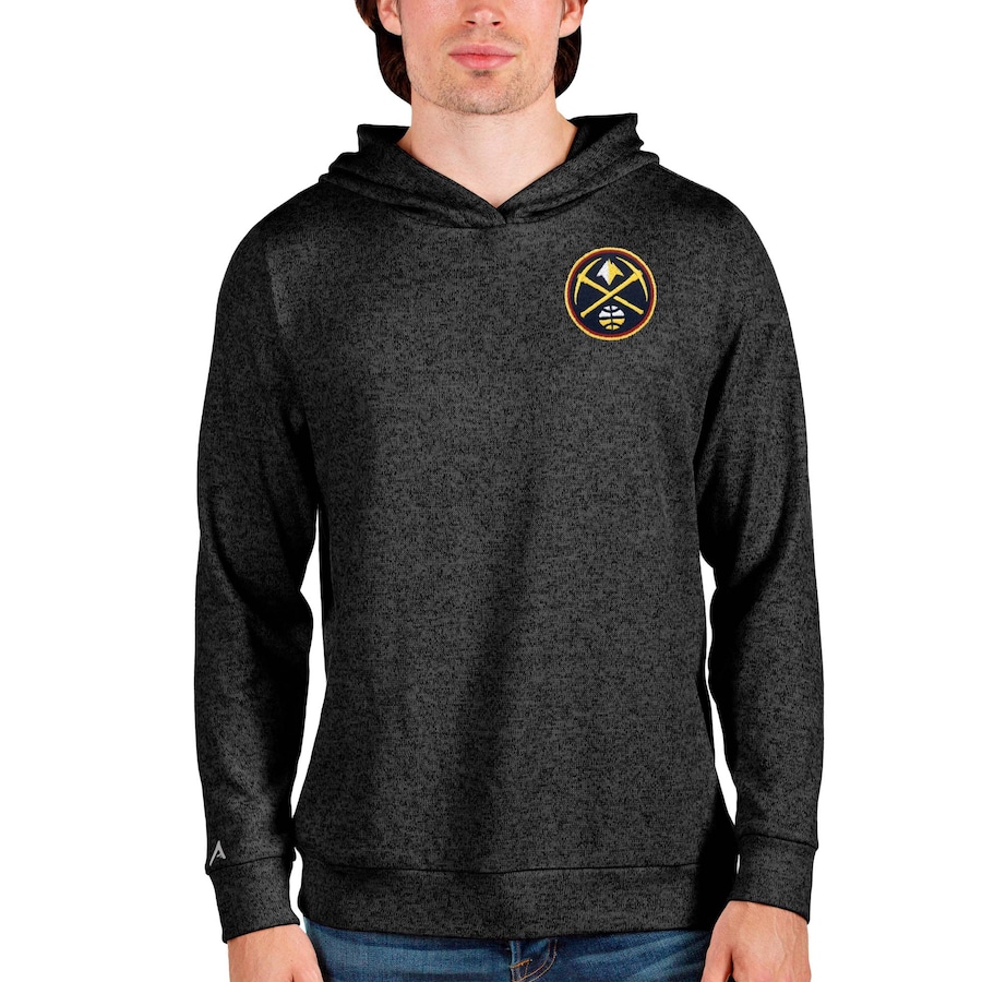 Men's Denver Nuggets Antigua Heathered Black Absolute Pullover Hoodie Men's Denver Nuggets Antigua Heathered Black Absolute Pullover Hoodie