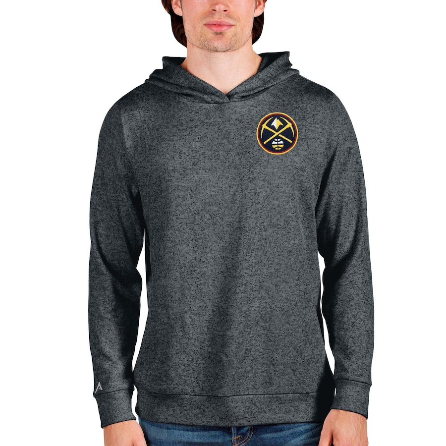 Men's Denver Nuggets Antigua Heathered Charcoal Absolute Pullover Hoodie Men's Denver Nuggets Antigua Heathered Charcoal Absolute Pullover Hoodie