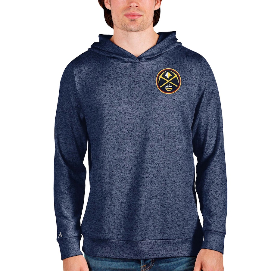 Men's Denver Nuggets Antigua Heathered Navy Absolute Pullover Hoodie Men's Denver Nuggets Antigua Heathered Navy Absolute Pullover Hoodie