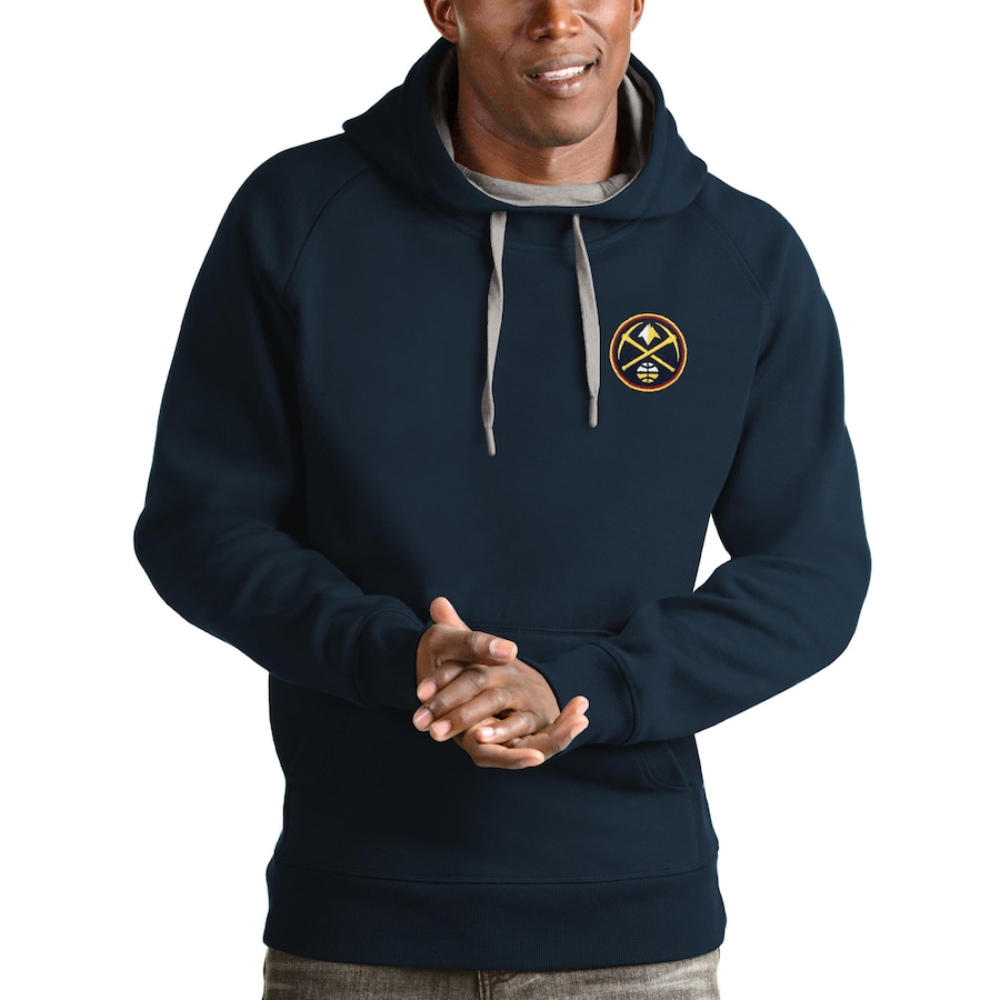 Men's Denver Nuggets Antigua Navy Victory Pullover Hoodie Men's Denver Nuggets Antigua Navy Victory Pullover Hoodie