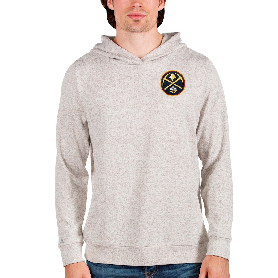 Men's Denver Nuggets Antigua Oatmeal Absolute Pullover Hoodie Men's Denver Nuggets Antigua Oatmeal Absolute Pullover Hoodie