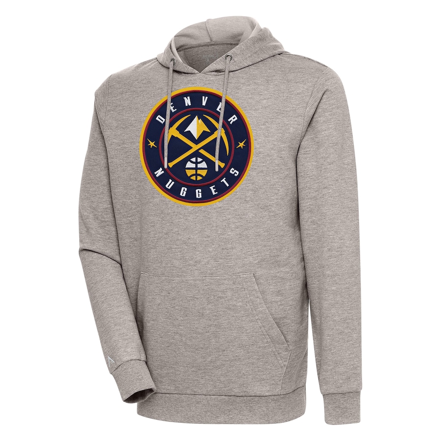 Men's Denver Nuggets Antigua Oatmeal Action Pullover Hoodie Men's Denver Nuggets Antigua Oatmeal Action Pullover Hoodie