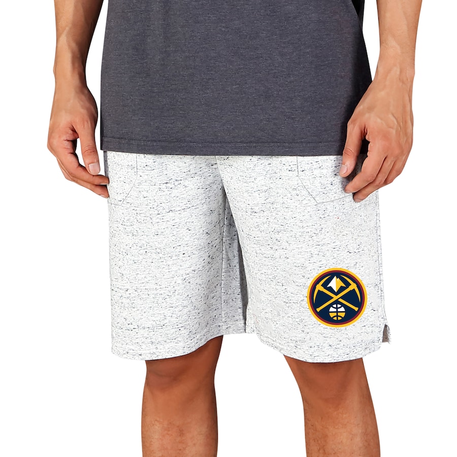 Men's Denver Nuggets Concepts Sport White/Charcoal Throttle Knit Jam Shorts Men's Denver Nuggets Concepts Sport White/Charcoal Throttle Knit Jam Shorts