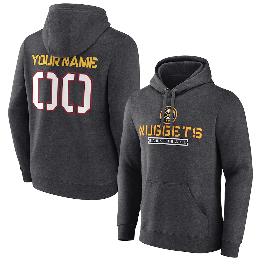 Men's Customize Denver Nuggets Charcoal Personalized Evanston Stencil Pullover Hoodie Men's Customize Denver Nuggets Charcoal Personalized Evanston Stencil Pullover Hoodie