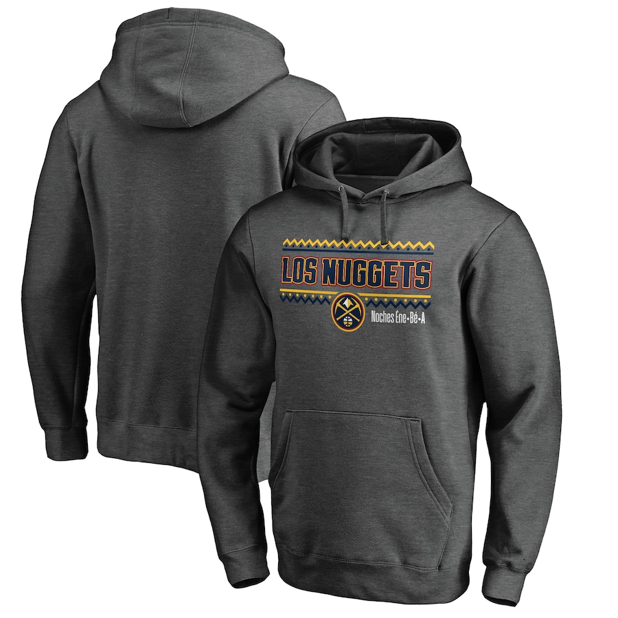Men's Denver Nuggets Heather Gray Noches Ene-Be-A Pullover Hoodie Men's Denver Nuggets Heather Gray Noches Ene-Be-A Pullover Hoodie