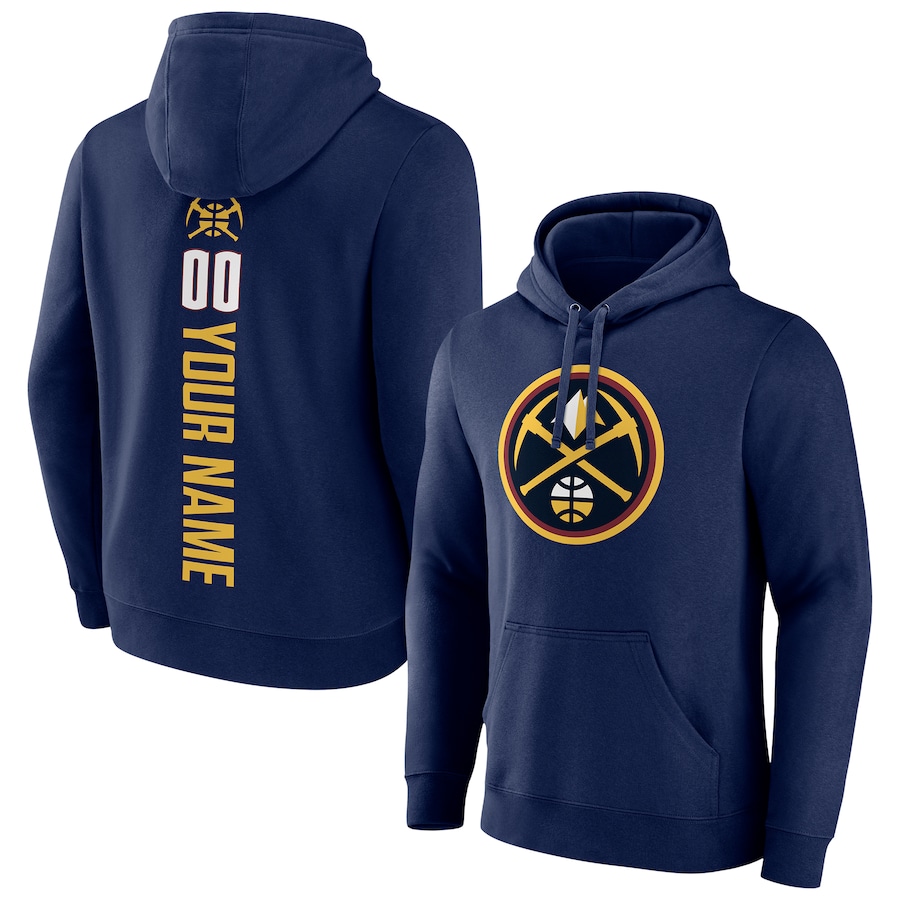 Men's Customize Denver Nuggets Navy Playmaker Personalized Name & Number Pullover Hoodie Men's Customize Denver Nuggets Navy Playmaker Personalized Name & Number Pullover Hoodie