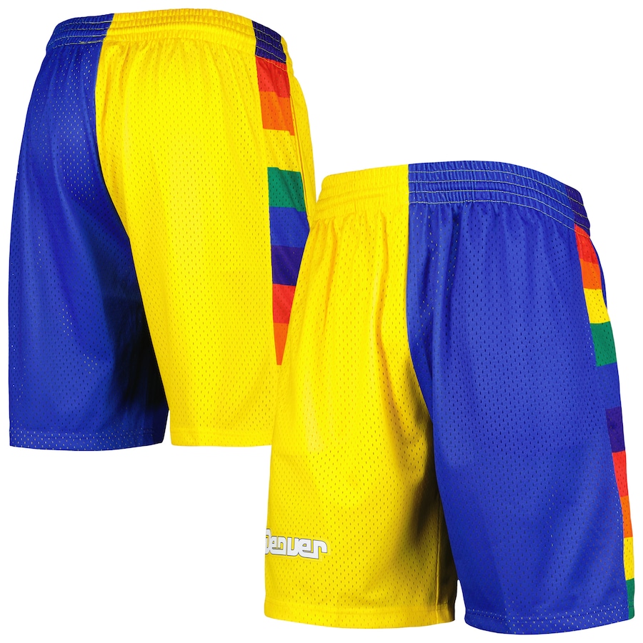 Men's Denver Nuggets Mitchell & Ness Royal/Gold Hardwood Classics 1991 Split Swingman Shorts Men's Denver Nuggets Mitchell & Ness Royal/Gold Hardwood Classics 1991 Split Swingman Shorts