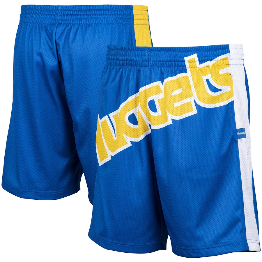Men's Denver Nuggets Mitchell & Ness Royal Hardwood Classics Big Face 2.0 Shorts Men's Denver Nuggets Mitchell & Ness Royal Hardwood Classics Big Face 2.0 Shorts