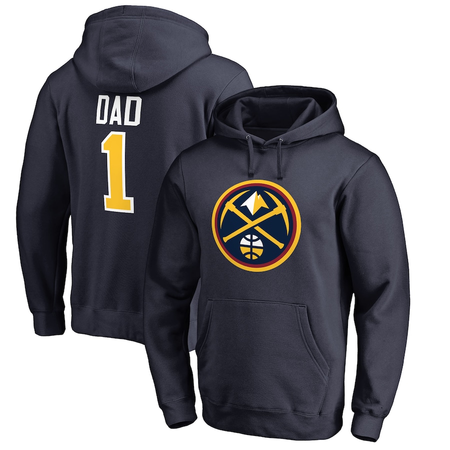 Men's Denver Nuggets Navy #1 Dad Pullover Hoodie Men's Denver Nuggets Navy #1 Dad Pullover Hoodie