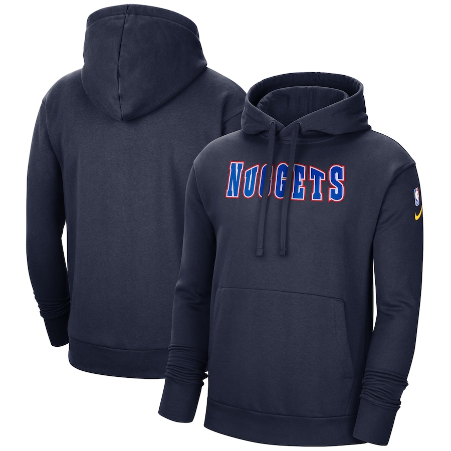 Men's Denver Nuggets NBA Navy 2021/22 City Edition Essential Logo Pullover Hoodie Men's Denver Nuggets NBA Navy 2021/22 City Edition Essential Logo Pullover Hoodie