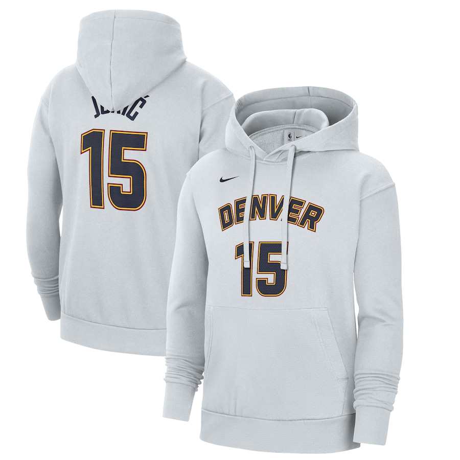 Men's Denver Nuggets Nikola Jokic NBA Silver 2022/23 City Edition Name & Number Pullover Hoodie