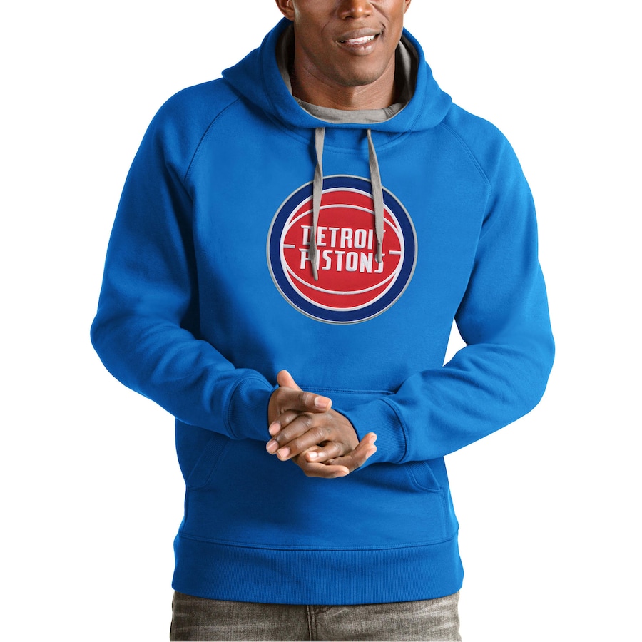 Men's Detroit Pistons Antigua Blue Team Logo Victory Pullover Hoodie Men's Detroit Pistons Antigua Blue Team Logo Victory Pullover Hoodie