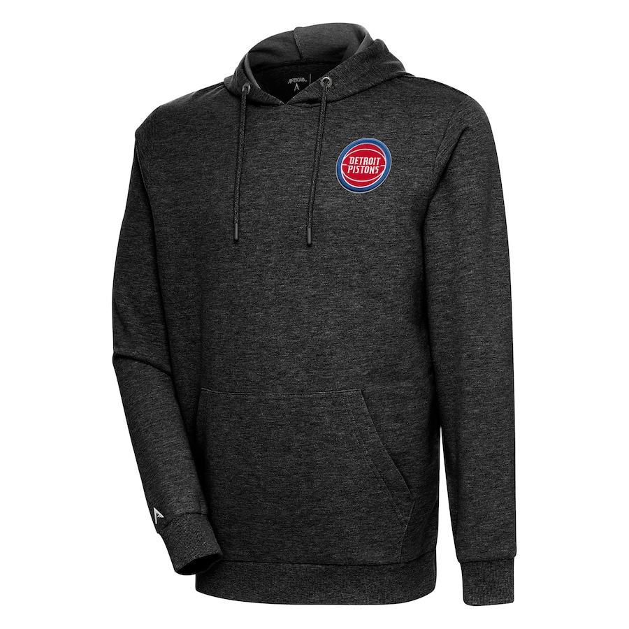 Men's Detroit Pistons Antigua Heather Black Action Pullover Hoodie Men's Detroit Pistons Antigua Heather Black Action Pullover Hoodie