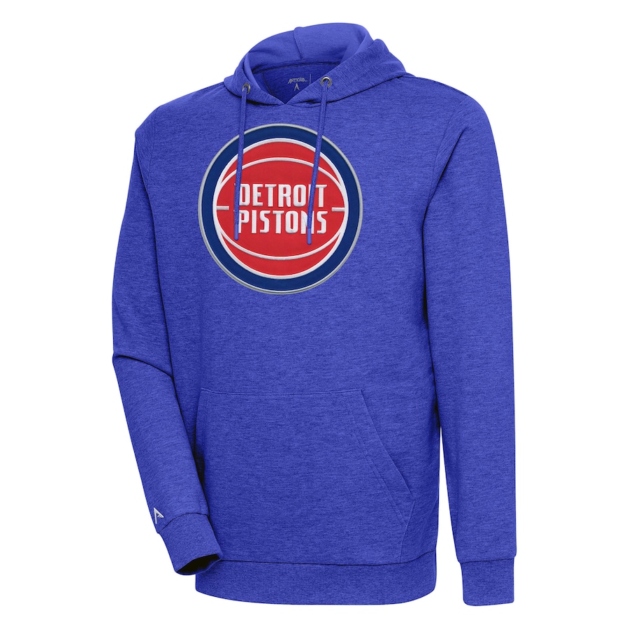 Men's Detroit Pistons Antigua Heather Blue Action Pullover Hoodie Men's Detroit Pistons Antigua Heather Blue Action Pullover Hoodie