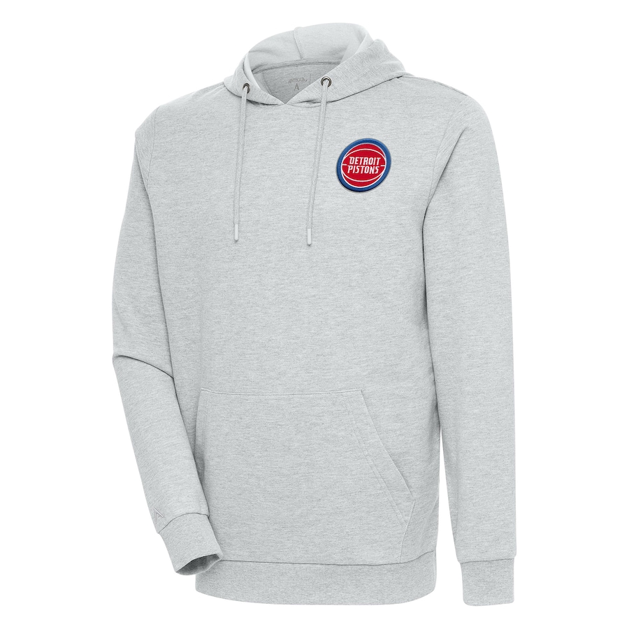 Men's Detroit Pistons Antigua Heather Gray Action Pullover Hoodie Men's Detroit Pistons Antigua Heather Gray Action Pullover Hoodie