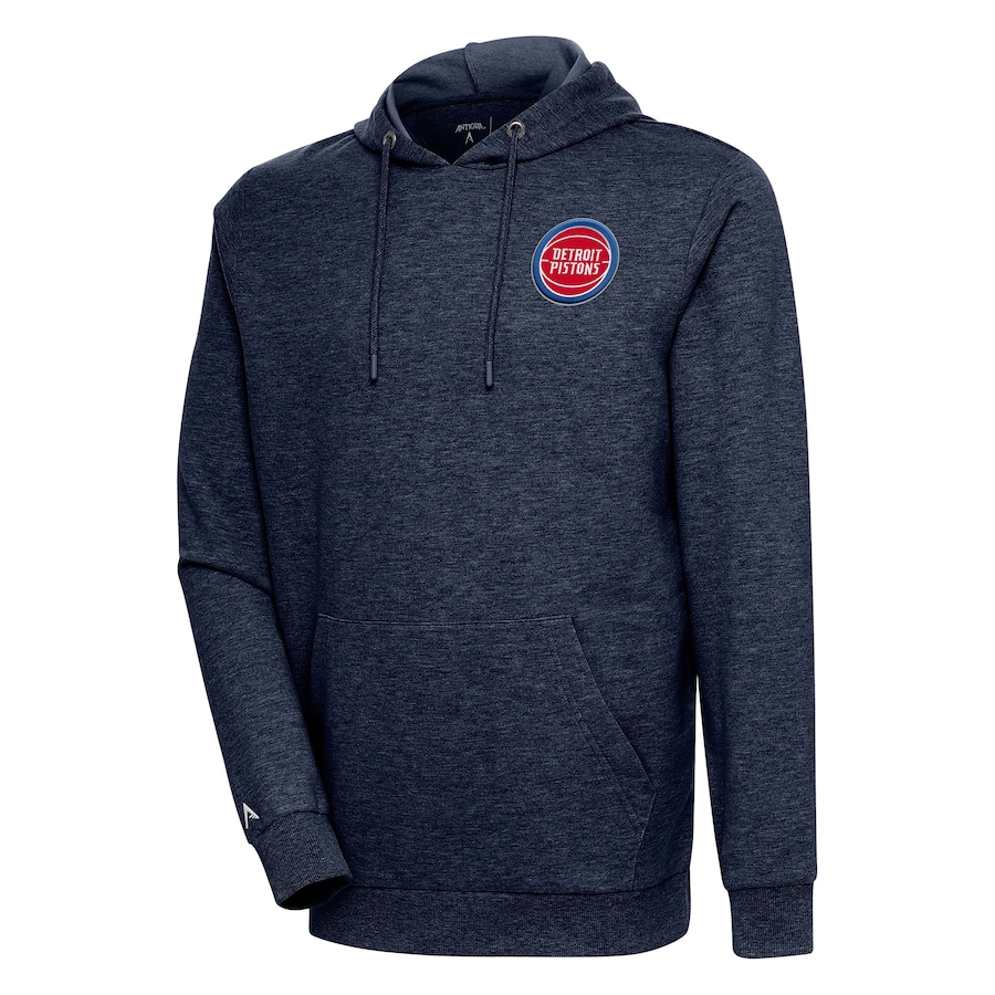Men's Detroit Pistons Antigua Heather Navy Action Pullover Hoodie