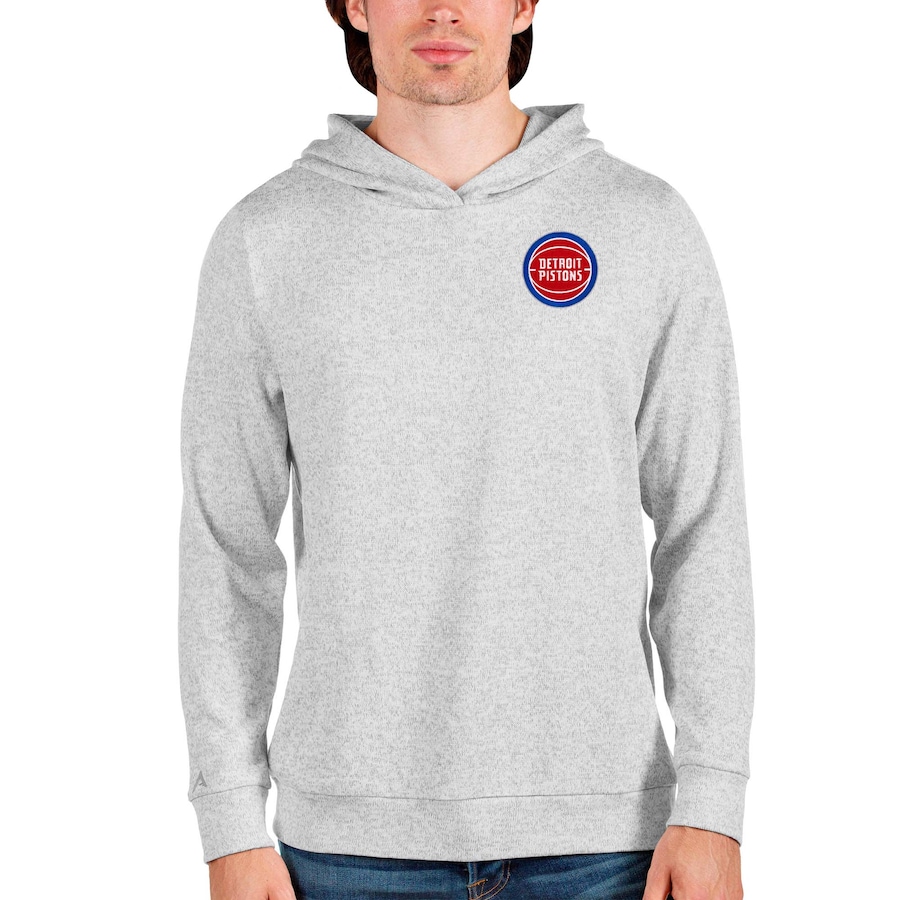 Men's Detroit Pistons Antigua Heathered Gray Absolute Pullover Hoodie