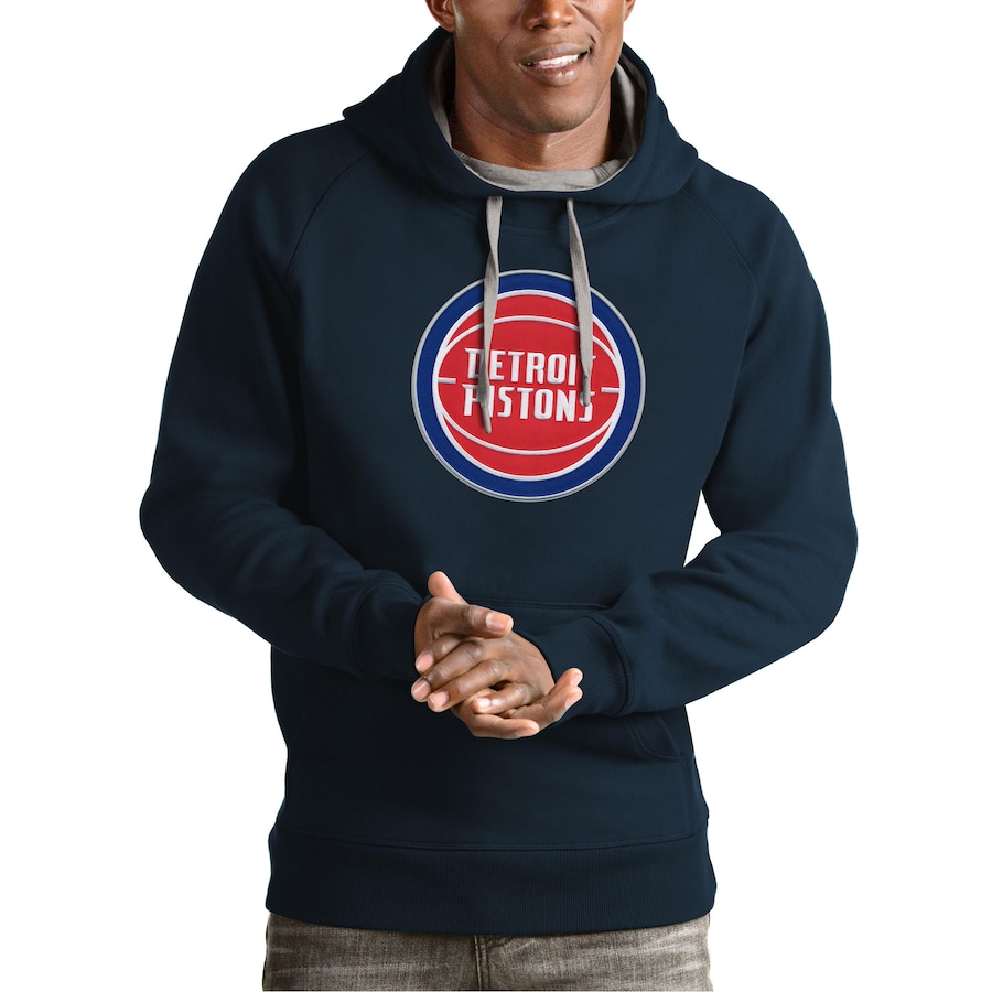 Men's Detroit Pistons Antigua Navy Team Logo Victory Pullover Hoodie Men's Detroit Pistons Antigua Navy Team Logo Victory Pullover Hoodie