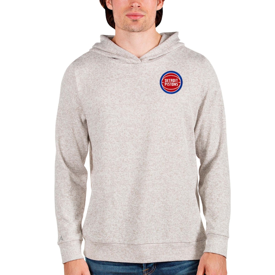 Men's Detroit Pistons Antigua Oatmeal Absolute Pullover Hoodie Men's Detroit Pistons Antigua Oatmeal Absolute Pullover Hoodie