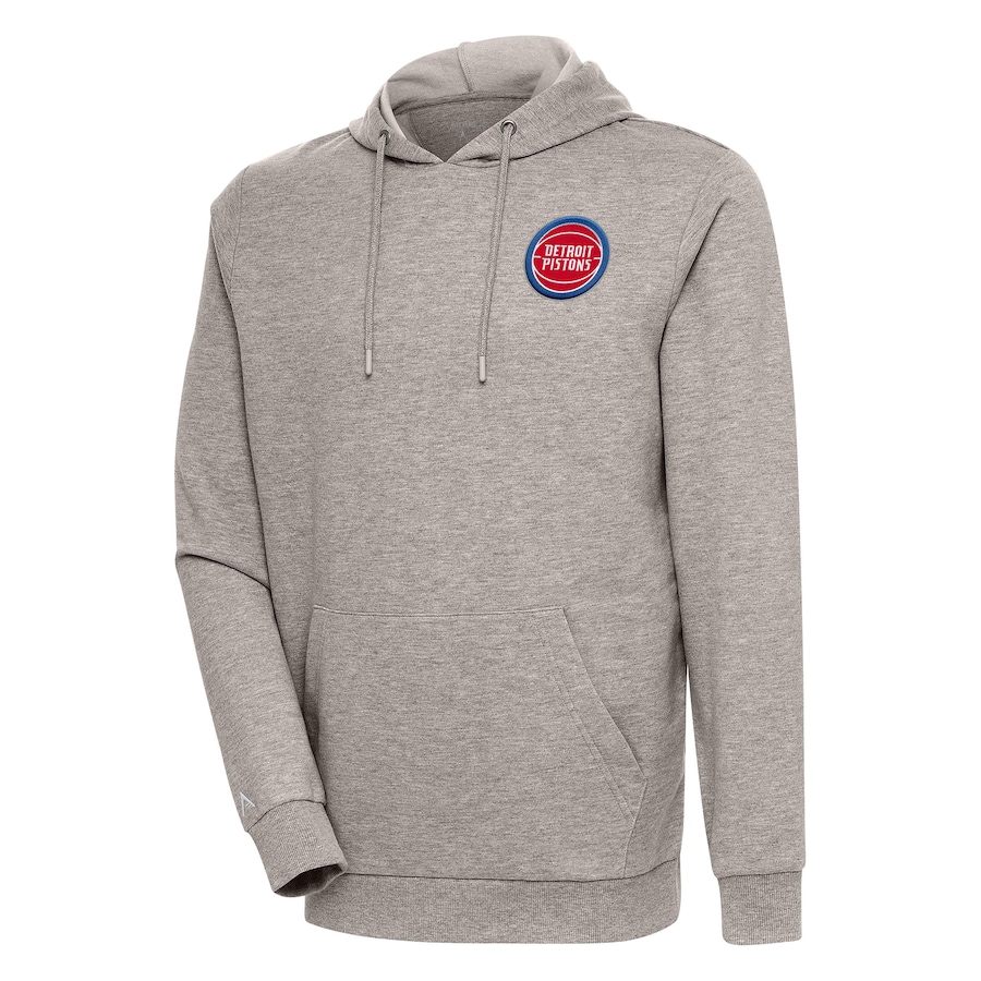 Men's Detroit Pistons Antigua Oatmeal Action Pullover Hoodie