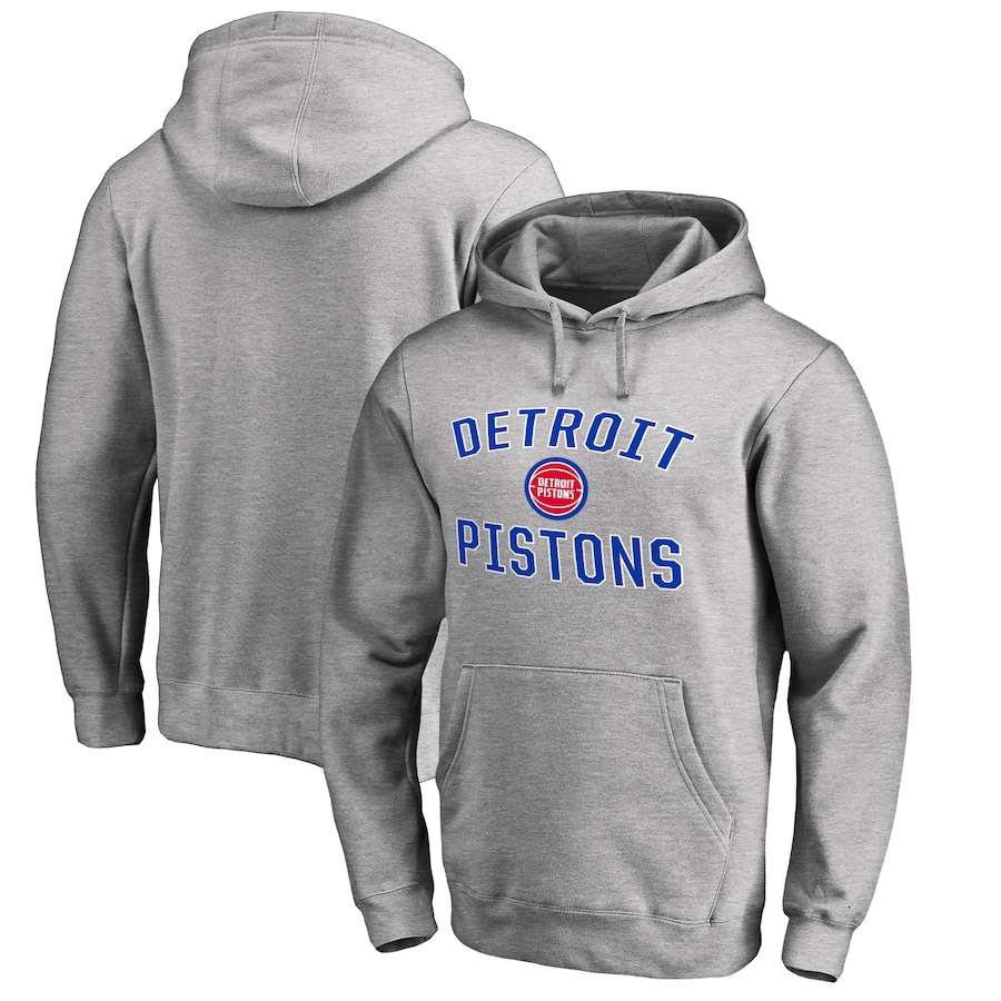 Men's Detroit Pistons Ash Victory Arch Pullover Hoodie