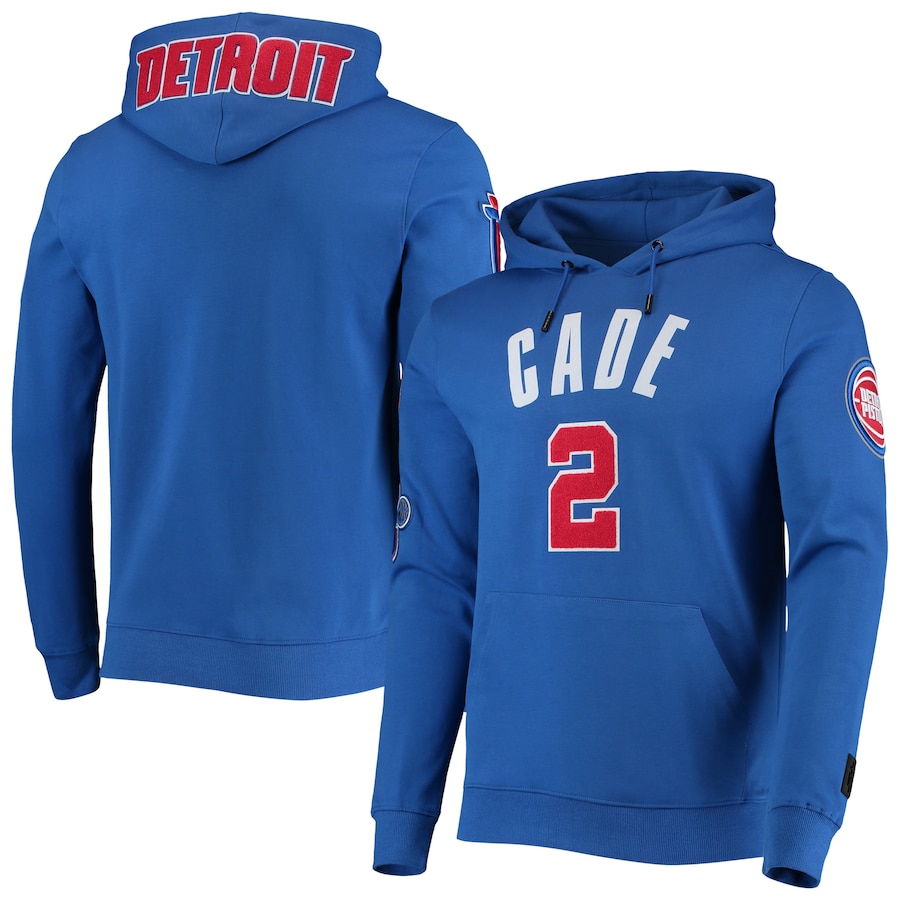 Men's Detroit Pistons Cade Cunningham Pro Standard Blue Team Player Pullover Hoodie Men's Detroit Pistons Cade Cunningham Pro Standard Blue Team Player Pullover Hoodie