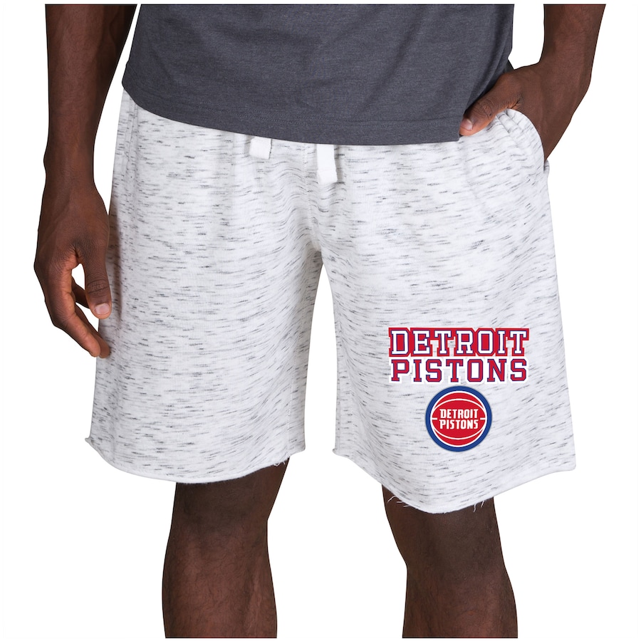 Men's Detroit Pistons Concepts Sport White/Charcoal Alley Fleece Shorts Men's Detroit Pistons Concepts Sport White/Charcoal Alley Fleece Shorts