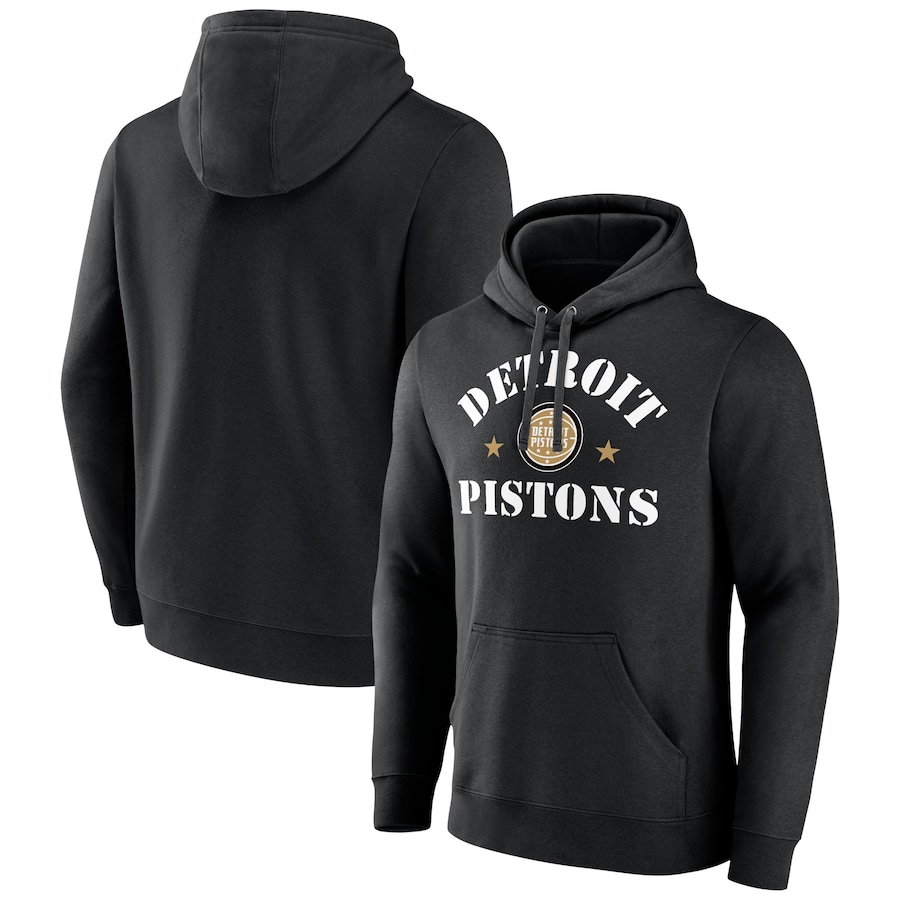 Men's Detroit Pistons Black 2022 Hoops For Troops Training Pullover Hoodie