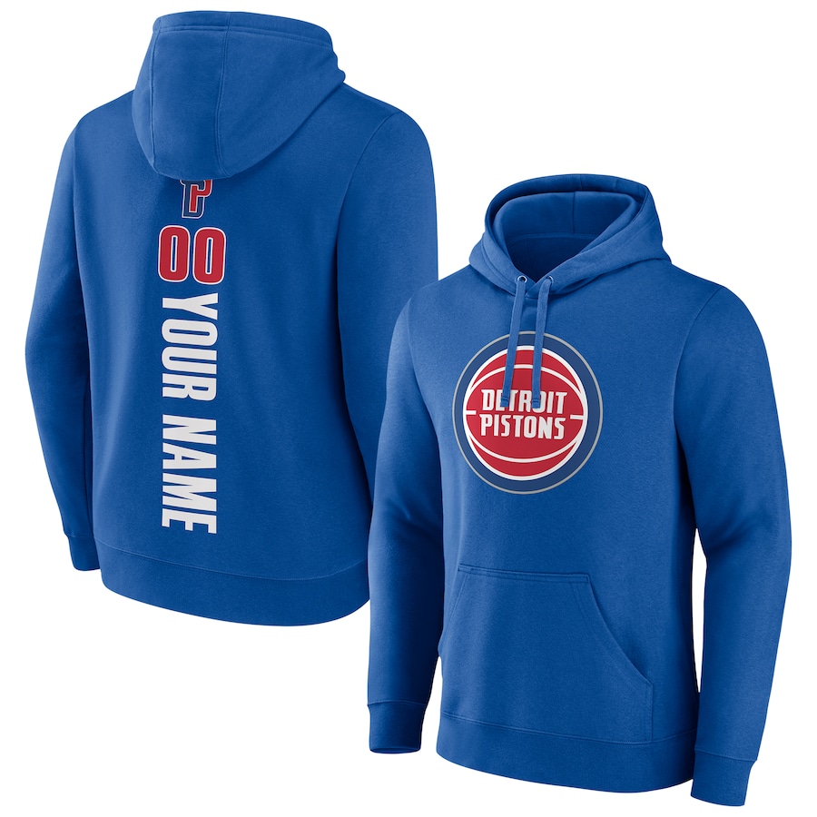 Men's Customize Detroit Pistons Blue Playmaker Personalized Name & Number Pullover Hoodie Men's Customize Detroit Pistons Blue Playmaker Personalized Name & Number Pullover Hoodie