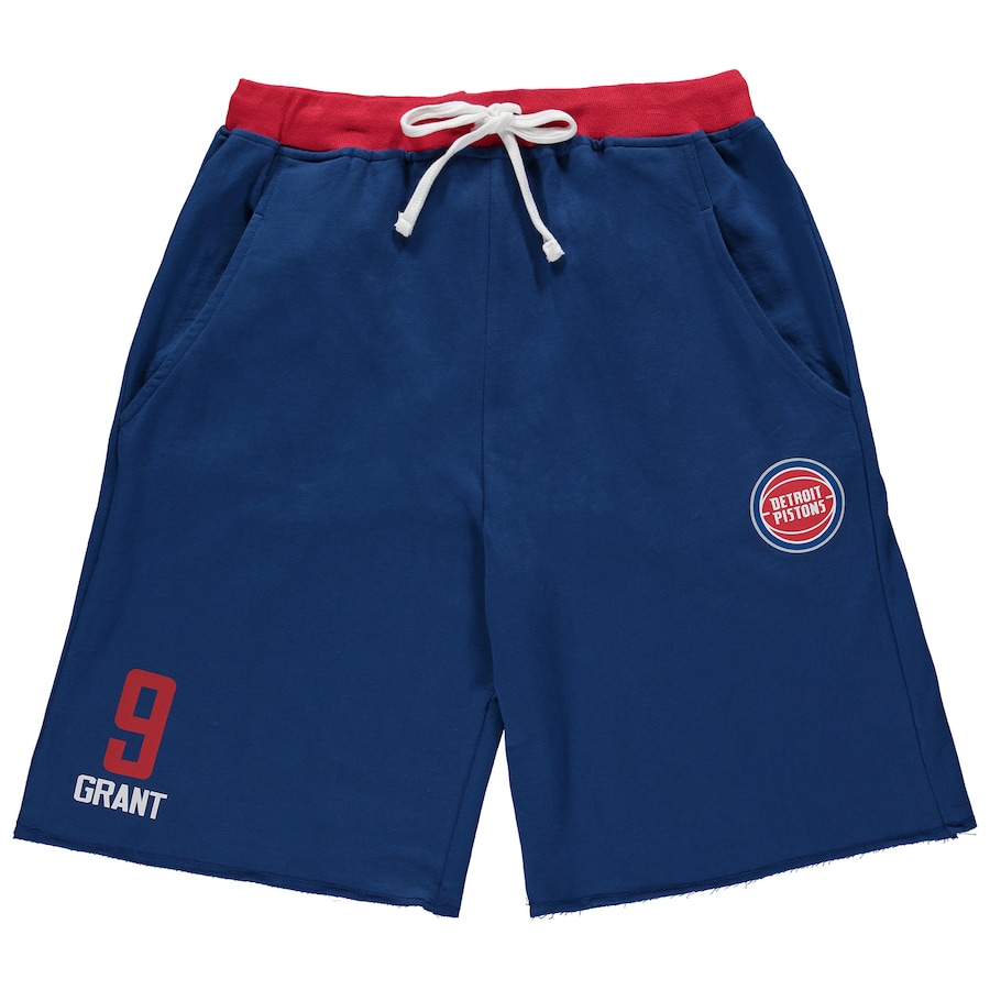Men's Detroit Pistons Jerami Grant Navy Big & Tall French Terry Name & Number Shorts