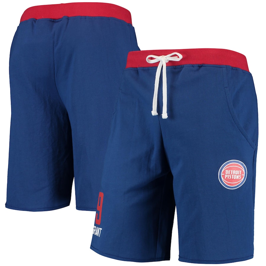 Men's Detroit Pistons Jerami Grant Navy Name & Number French Terry Shorts