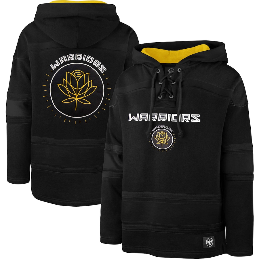 Men's Golden State Warriors 47 Black 2022/23 Pregame MVP Lacer Pullover Hoodie - City Edition Men's Golden State Warriors 47 Black 2022/23 Pregame MVP Lacer Pullover Hoodie - City Edition