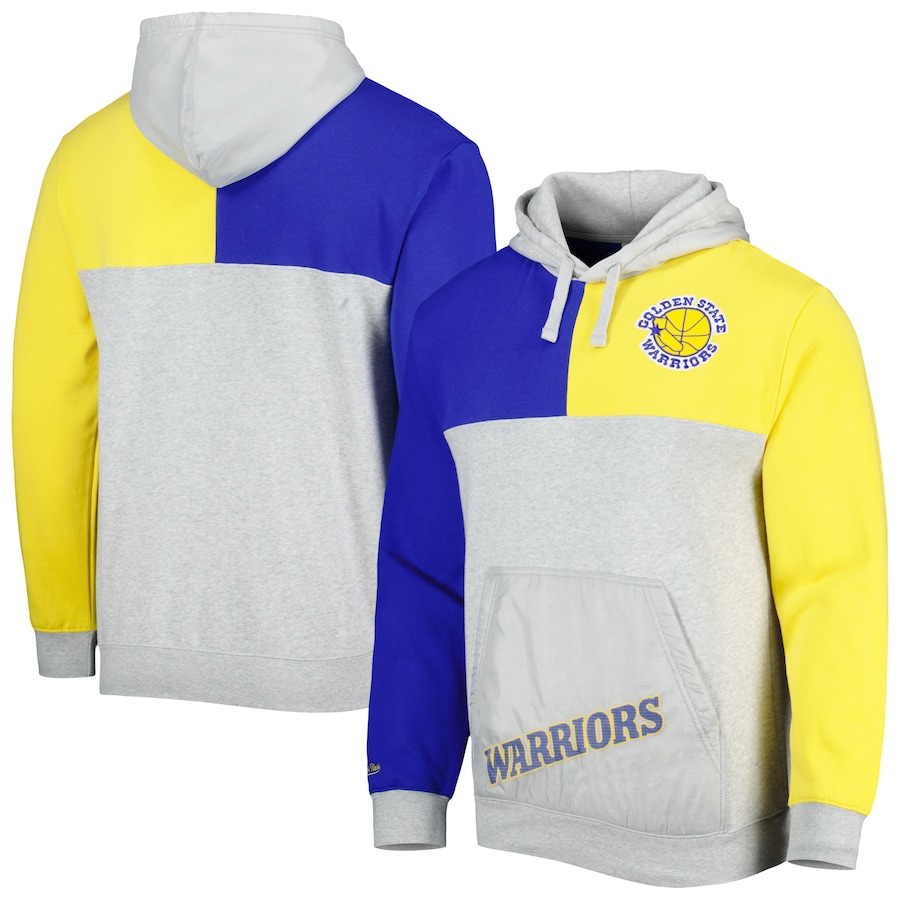 Men's Golden State Warriors Mitchell & Ness Heather Gray Tie-Breaker Pullover Hoodie Men's Golden State Warriors Mitchell & Ness Heather Gray Tie-Breaker Pullover Hoodie