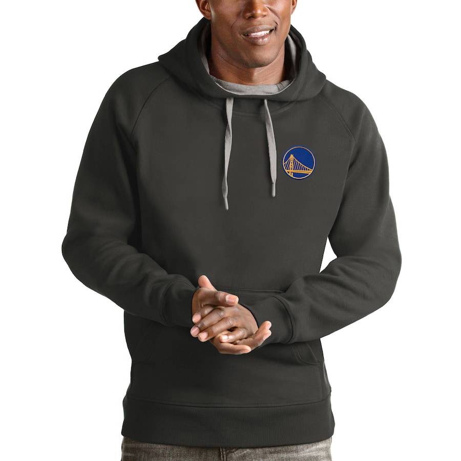 Men's Golden State Warriors Antigua Charcoal Victory Pullover Hoodie Men's Golden State Warriors Antigua Charcoal Victory Pullover Hoodie