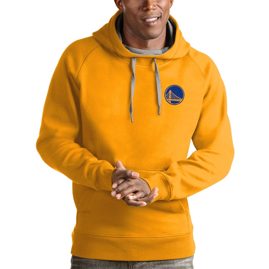 Men's Golden State Warriors Antigua Gold Victory Pullover Hoodie Men's Golden State Warriors Antigua Gold Victory Pullover Hoodie