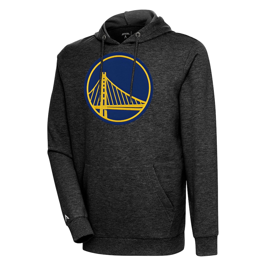 Men's Golden State Warriors Antigua Heather Black Action Pullover Hoodie Men's Golden State Warriors Antigua Heather Black Action Pullover Hoodie