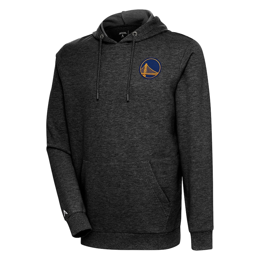 Men's Golden State Warriors Antigua Heather Black Action Pullover Hoodie Men's Golden State Warriors Antigua Heather Black Action Pullover Hoodie