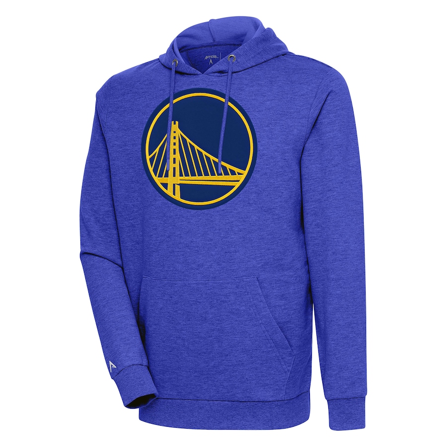 Men's Golden State Warriors Antigua Heather Royal Action Pullover Hoodie Men's Golden State Warriors Antigua Heather Royal Action Pullover Hoodie