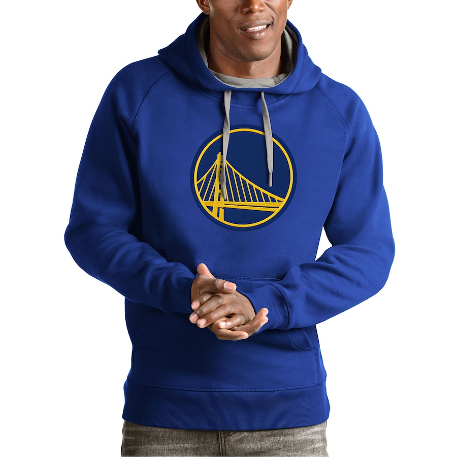 Men's Golden State Warriors Antigua Royal Team Logo Victory Pullover Hoodie Men's Golden State Warriors Antigua Royal Team Logo Victory Pullover Hoodie