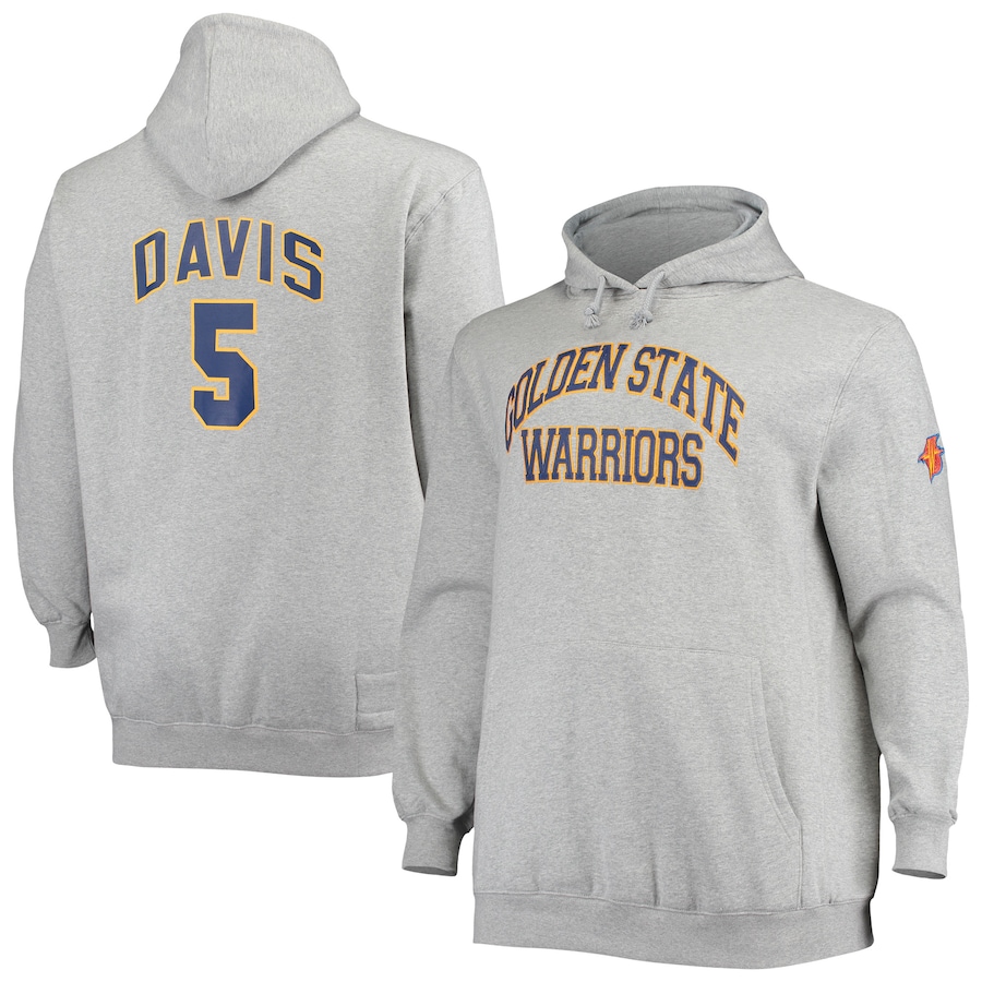 Men's Golden State Warriors Baron Davis Mitchell & Ness Heathered Gray Big & Tall Name & Number Pullover Hoodie Men's Golden State Warriors Baron Davis Mitchell & Ness Heathered Gray Big & Tall Name & Number Pullover Hoodie