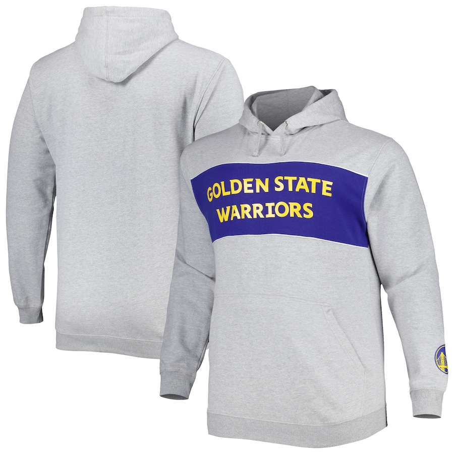 Men's Golden State Warriors Heather Gray Big & Tall Wordmark Pullover Hoodie Men's Golden State Warriors Heather Gray Big & Tall Wordmark Pullover Hoodie