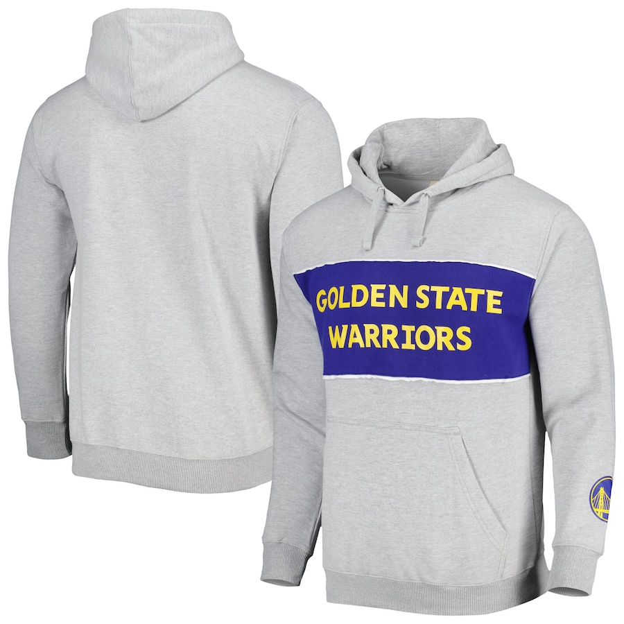 Men's Golden State Warriors Heather Gray Wordmark French Terry Pullover Hoodie Men's Golden State Warriors Heather Gray Wordmark French Terry Pullover Hoodie