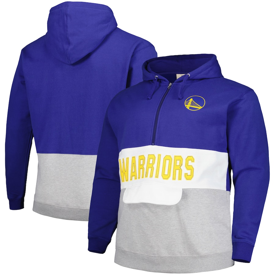 Men's Golden State Warriors Royal Big & Tall Anorak Half-Zip Hoodie Men's Golden State Warriors Royal Big & Tall Anorak Half-Zip Hoodie