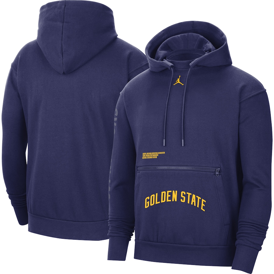 Men's Golden State Warriors Jordan Brand Navy Courtside Statement Edition Pullover Hoodie Men's Golden State Warriors Jordan Brand Navy Courtside Statement Edition Pullover Hoodie