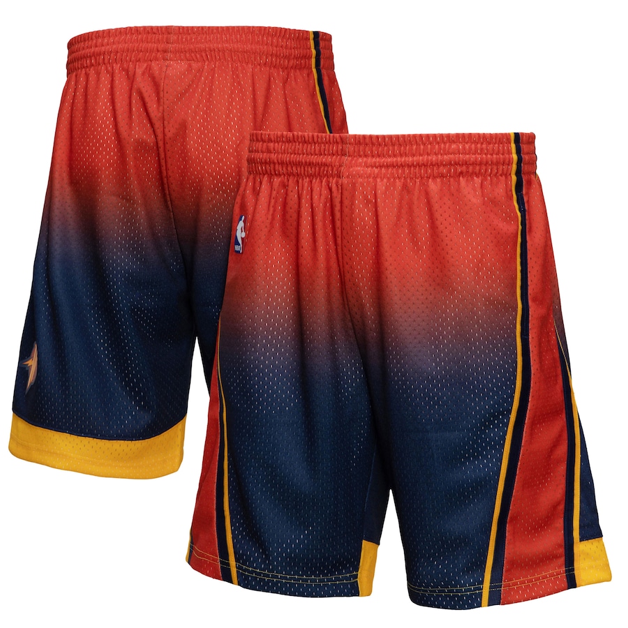 Men's Golden State Warriors Mitchell & Ness Navy/Orange 2009/10 Hardwood Classics Fadeaway Reload 3.0 Swingman Shorts