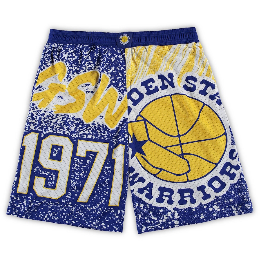 Men's Golden State Warriors Mitchell & Ness Royal Big & Tall Hardwood Classics Jumbotron Shorts Men's Golden State Warriors Mitchell & Ness Royal Big & Tall Hardwood Classics Jumbotron Shorts